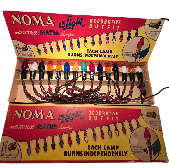 Vtg NOMA Christmas String Lights Late 40s–Early 50s Original Box Tested Working - Picture 2 of 10